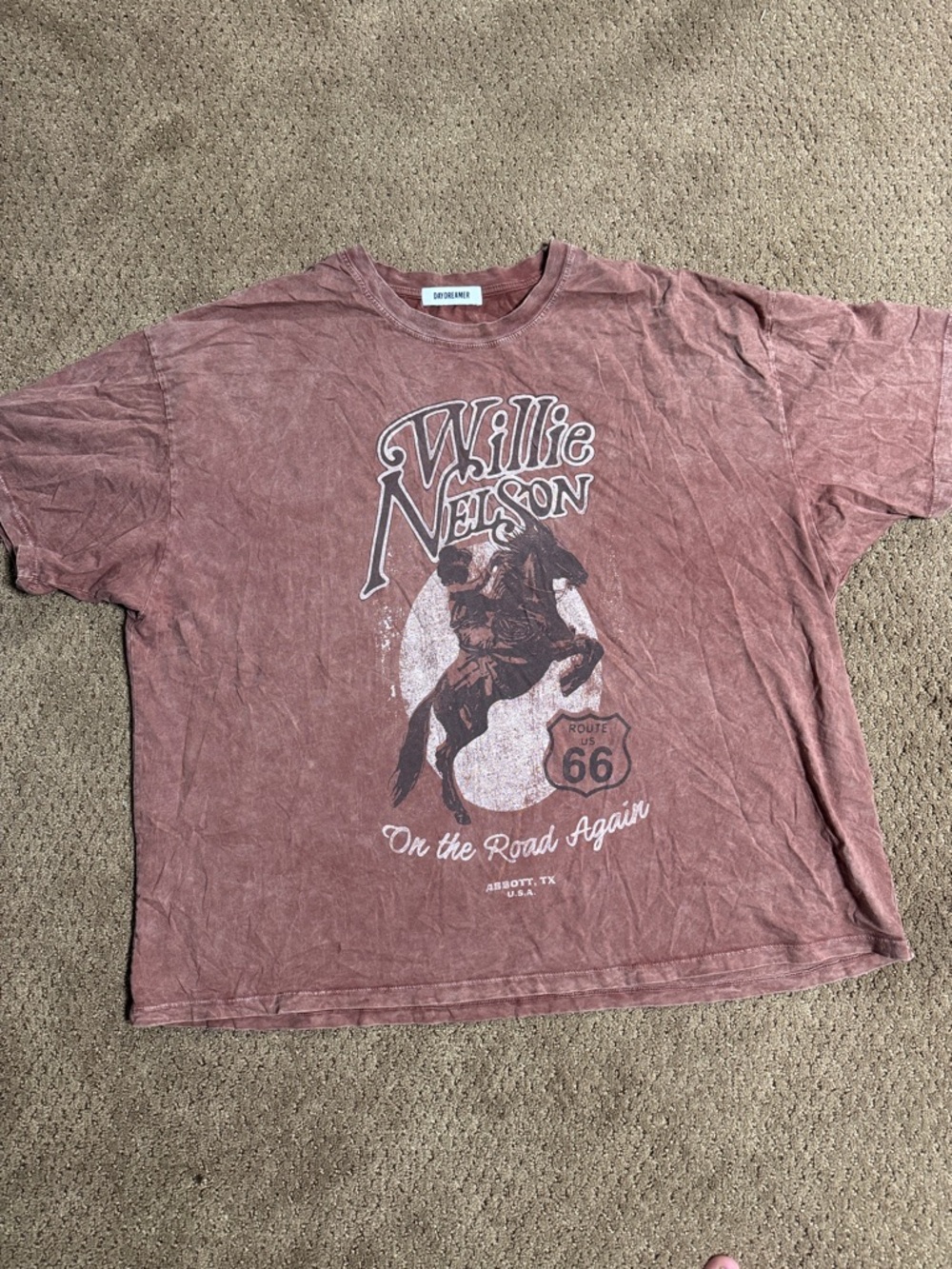 Free People Willie Nelson Graphic T-Shirt - Washed Brick Red